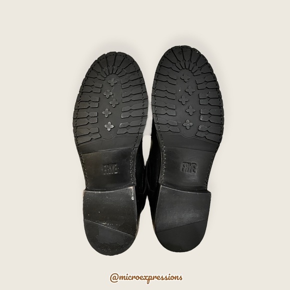 $388 Frye Natalie Engineer Black Leather  Short Moto Belted Casual Lug AnkleBoot - Picture 15 of 16